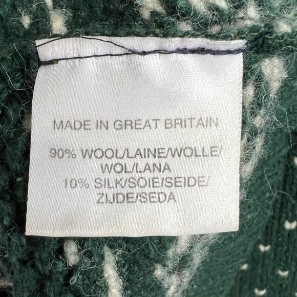 Esk Valley Wool Silk Sweater Unisex Sm-Med Green Fair Isle Nordic Snowflake Ski - Picture 5 of 8